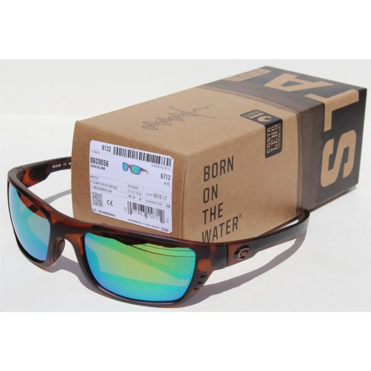 Whitetip Polarized Sunglasses Retro Tortoise/green Mirror 580P by Costa Del Mar