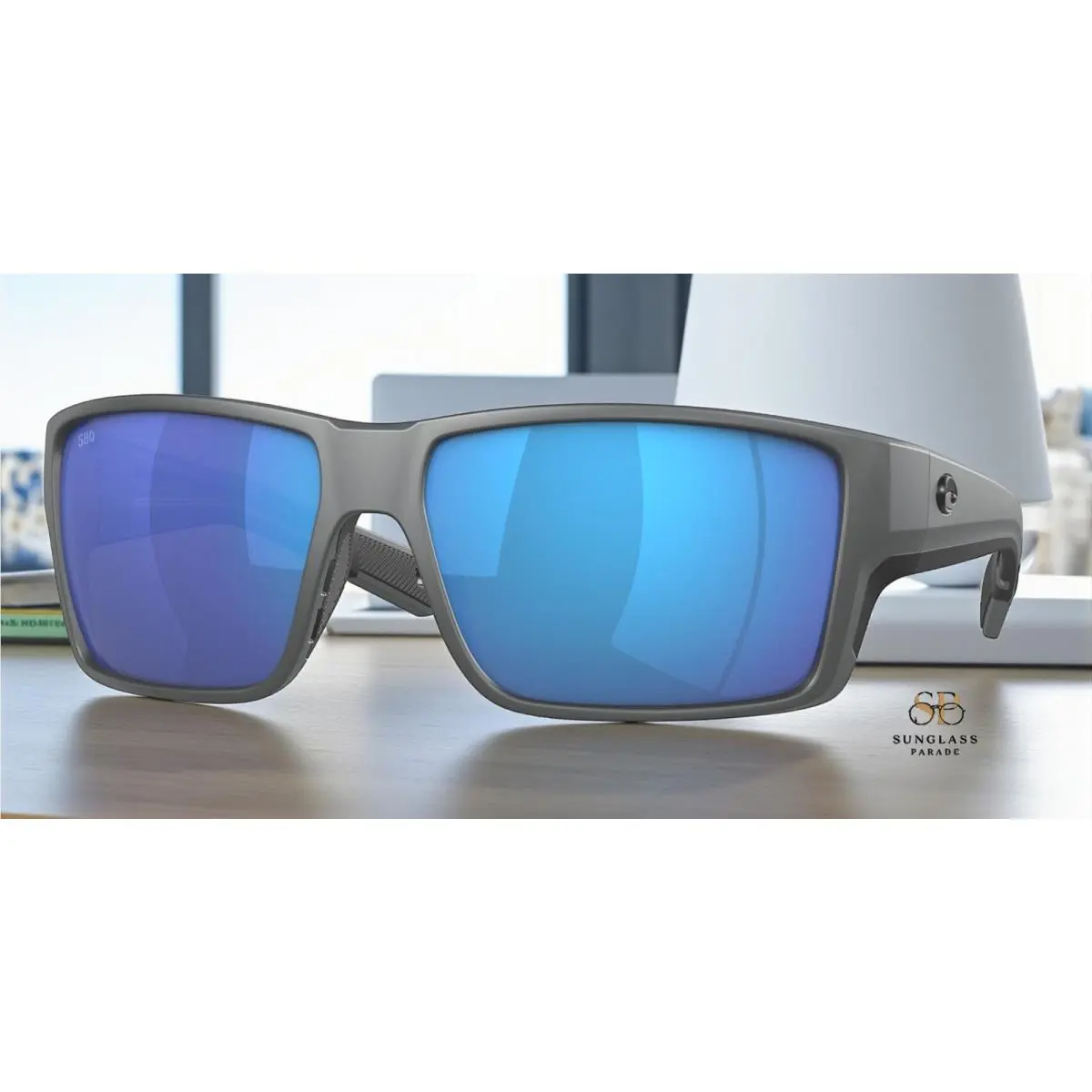 Costa Del Mar 6S9080 07 Reefton Pro Gray Blue Mirror 63 mm Men`s Sunglasses 580G - Frame: Gray, Lens: Blue