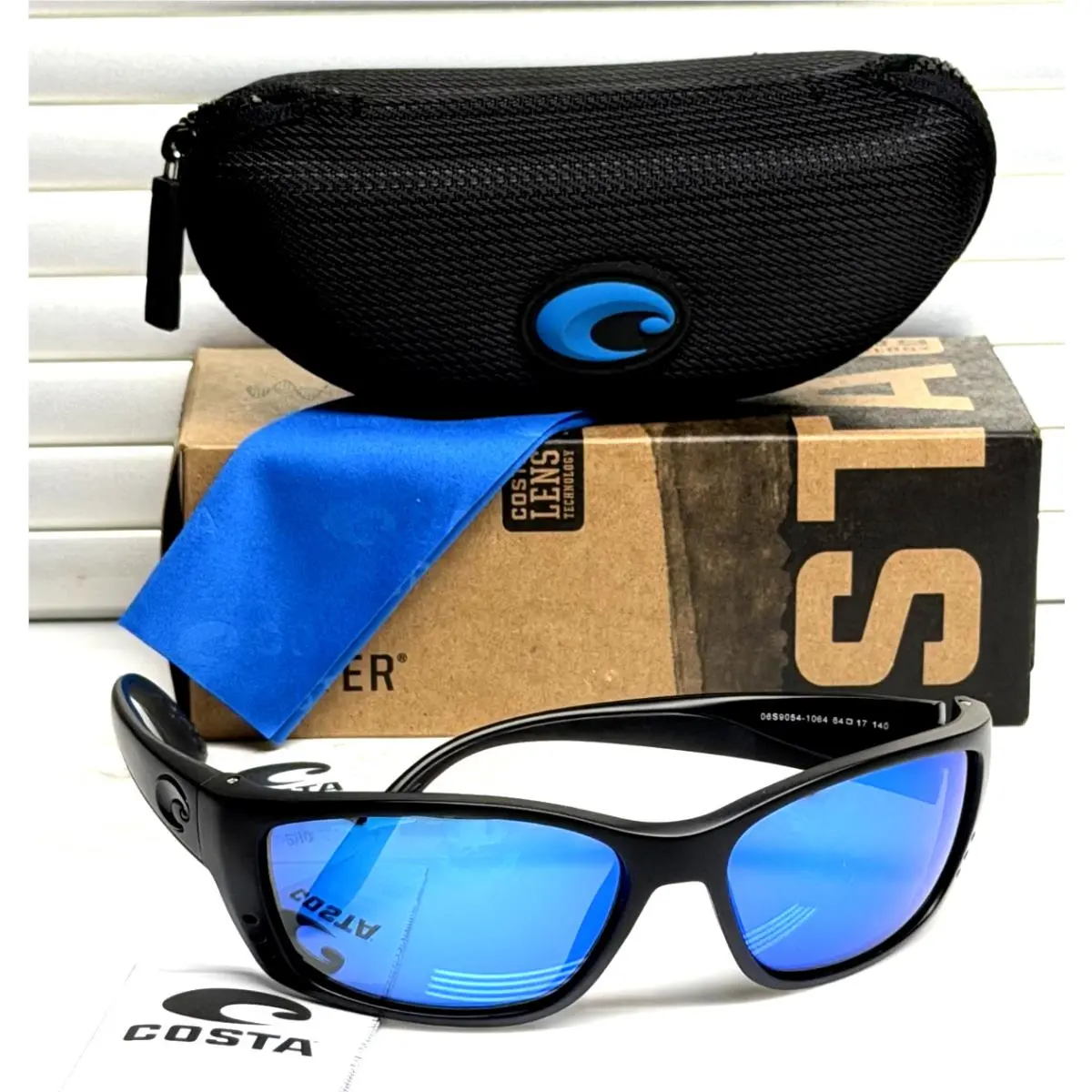 Costa Del Mar Fisch Blackout / Blue Mirror 580P 64mm Polarized Sunglasses - Frame: Black, Lens: Blue