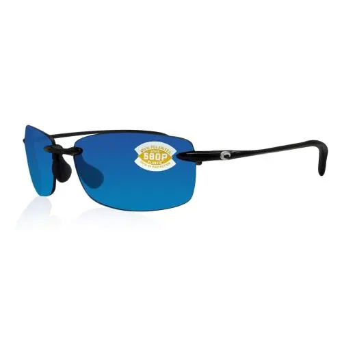 Costa Del Mar Ballast Shiny Black Frame Blue Mirror 580P Plastic Polarized Lens