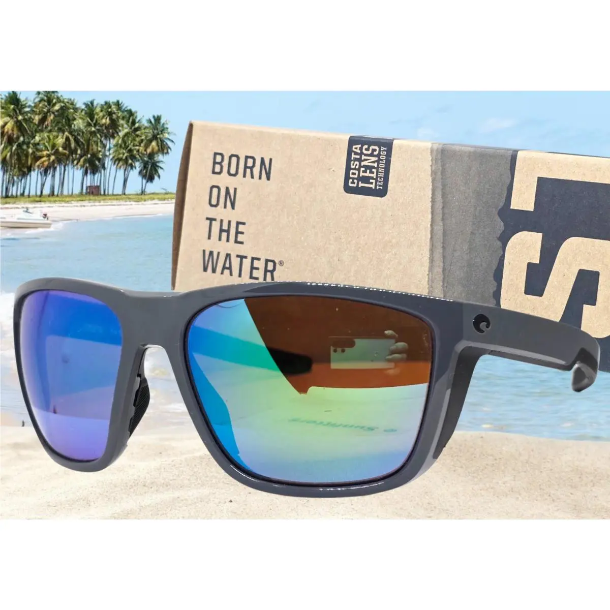Costa Del Mar Shiny Gray/green Mirror Ferg Polarized 580G Sunglasses