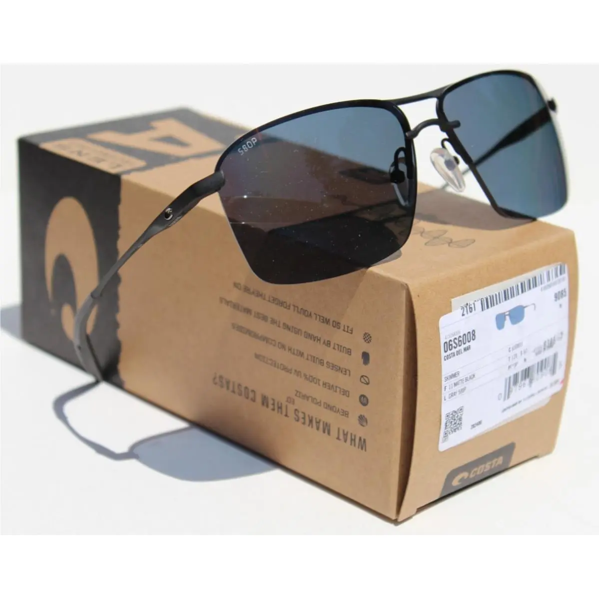 Skimmer Polarized Sunglasses Matte Black/gray 580P by Costa Del Mar