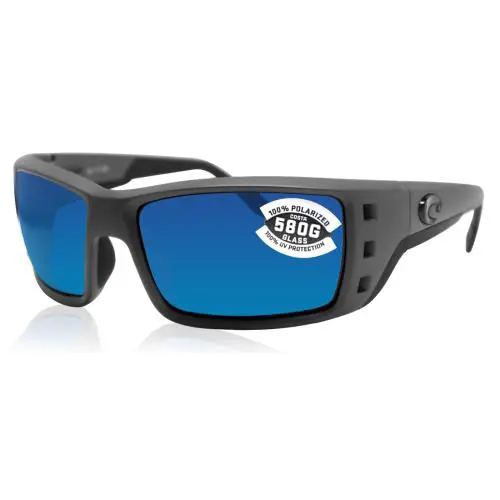 Costa Del Mar Permit Sunglasses Matte Gray Frame Blue Mirror 580 Glass Polarized