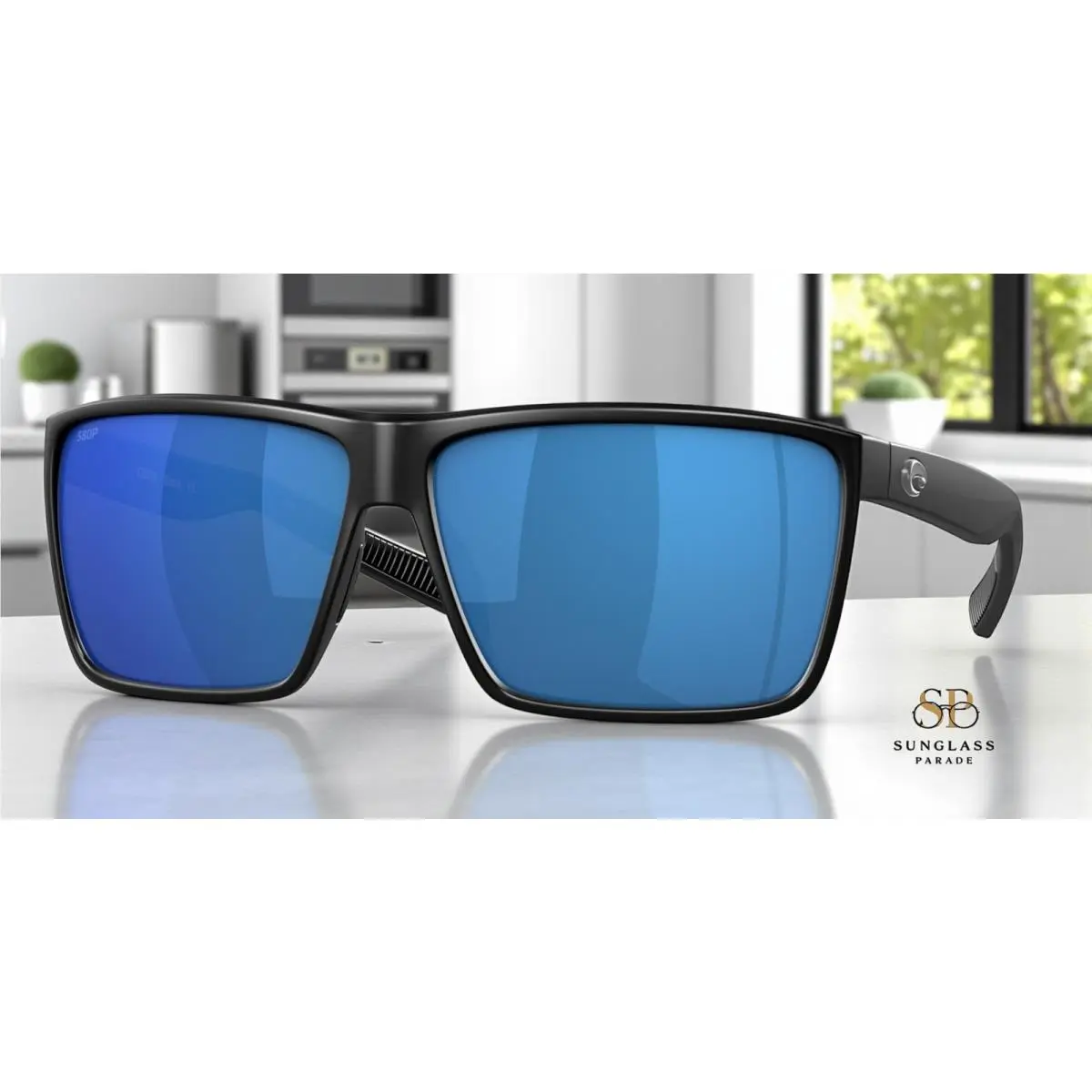 Costa Del Mar 6S9018 37 Rincon Matte Black Blue Mirror 63 mm Men`s Sunglasses - Frame: Black, Lens: Blue