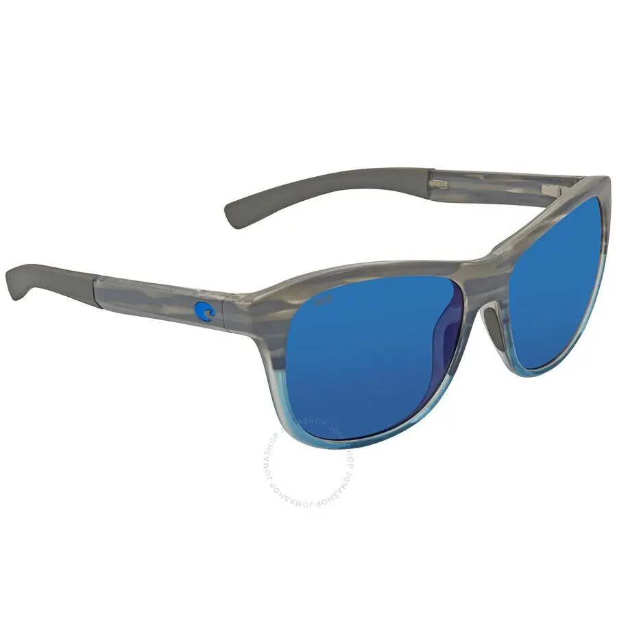 Costa Del Mar Vla 275OC Obmp Vela Ocearch Shiny Blue Mirror 580P Polarized - Frame: Gray, Lens: Blue