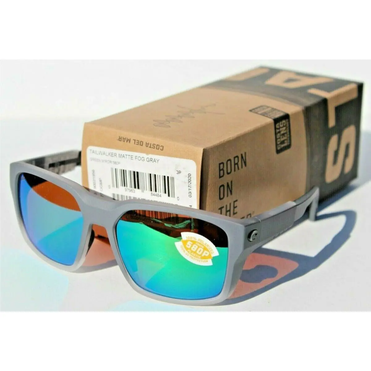 Costa Del Mar Tailwalker 580P Polarized Sunglasses Matte Fog/green Mirror - Frame: Gray, Lens: Green