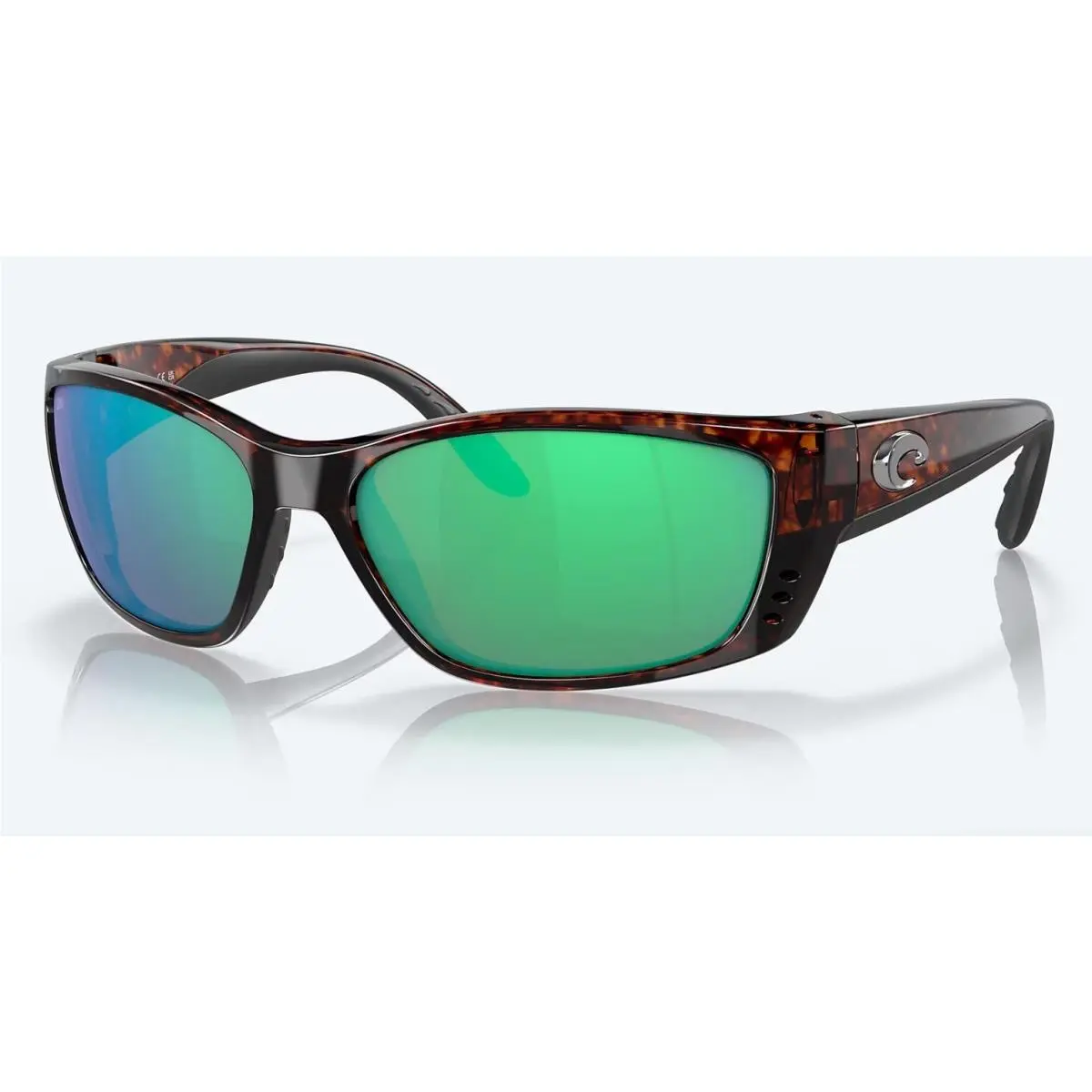 Costa Del Mar Fisch Tortoise/green Mirror Glass Pol 580G 63.5mm Sunglasses - Frame: Brown, Lens: Green