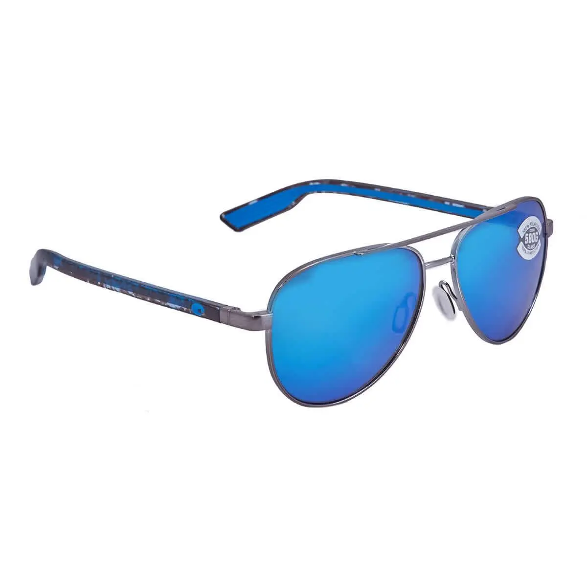 Costa Del Mar Peli Blue Mirror Polarized Glass Pilot Unisex Sunglasses 6S4002 - Green, Frame: Gray, Lens: Blue