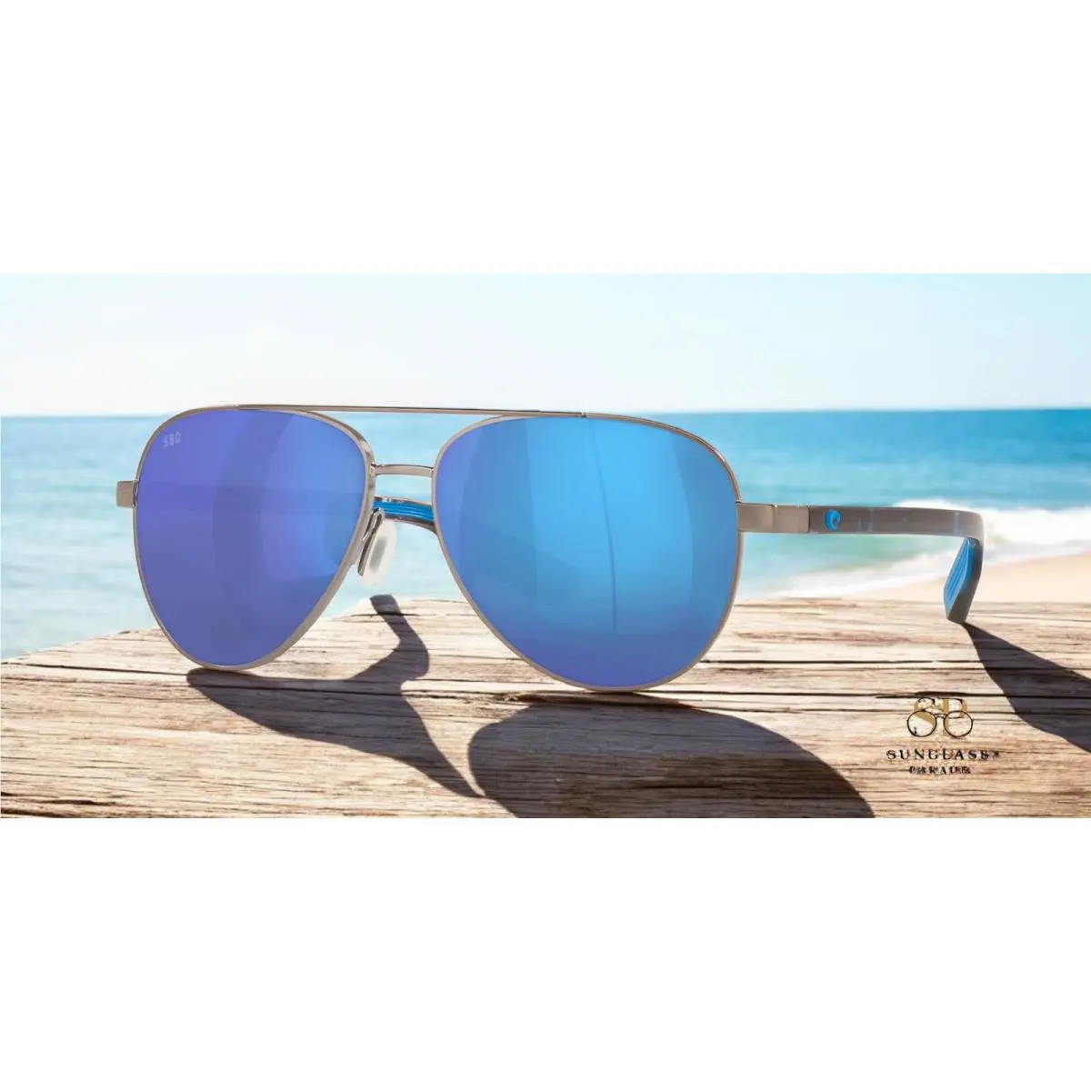Costa 6S4002 11 Peli Brushed Gunmetal Blue Mirror 57 m Unisex Sunglasses 580G - Frame: Gray, Lens: Blue