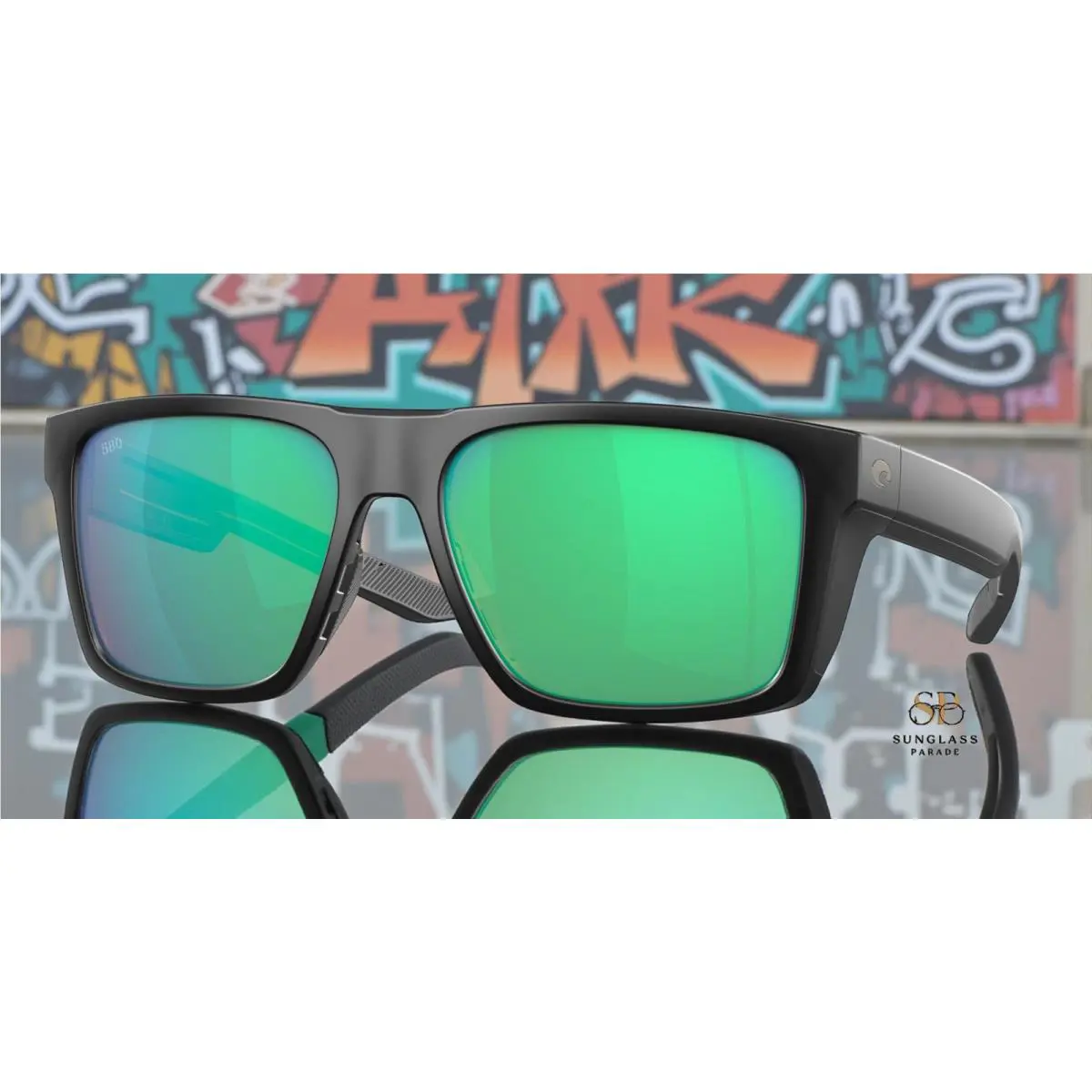 Costa Del Mar 6S9104 02 Lido Black Green Mirror 57 mm Men`s Sunglasses