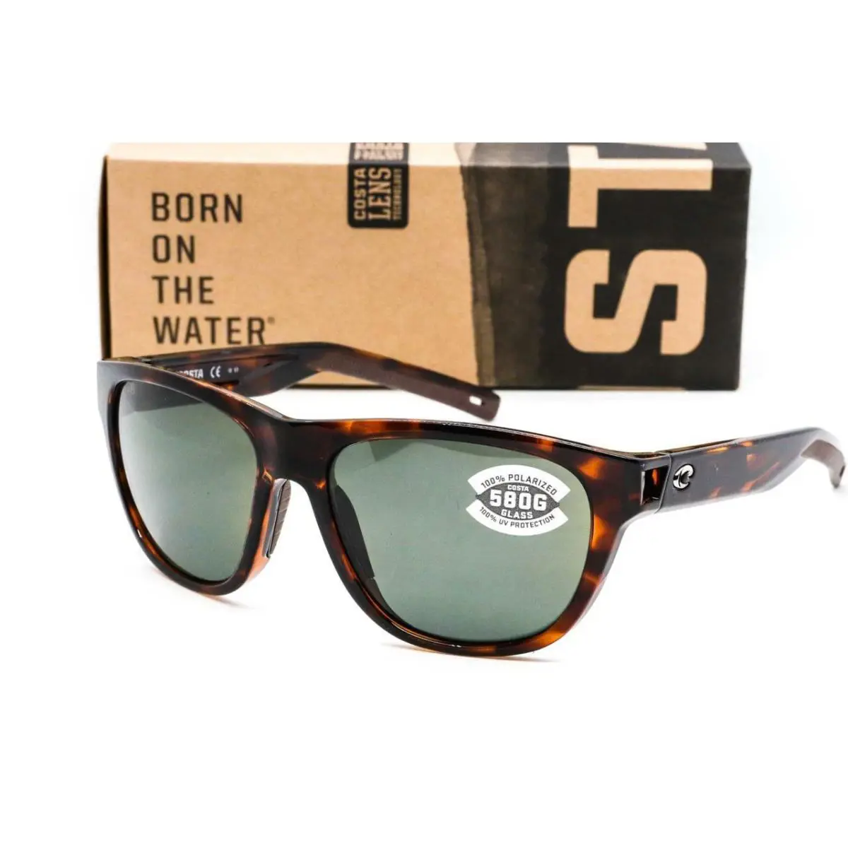 Costa Del Mar Bayside Sunglasses Tortoise Frame / Grey 580G Glass Lens