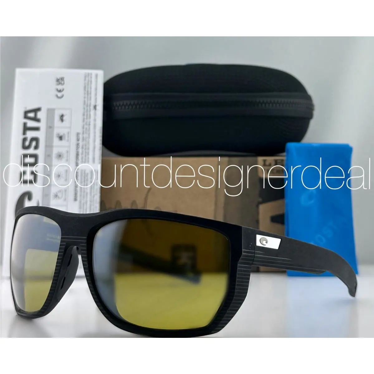 Costa Del Mar Santiago Sunglasses Black Matte Yellow Flash 580G Lens 06S9085-03
