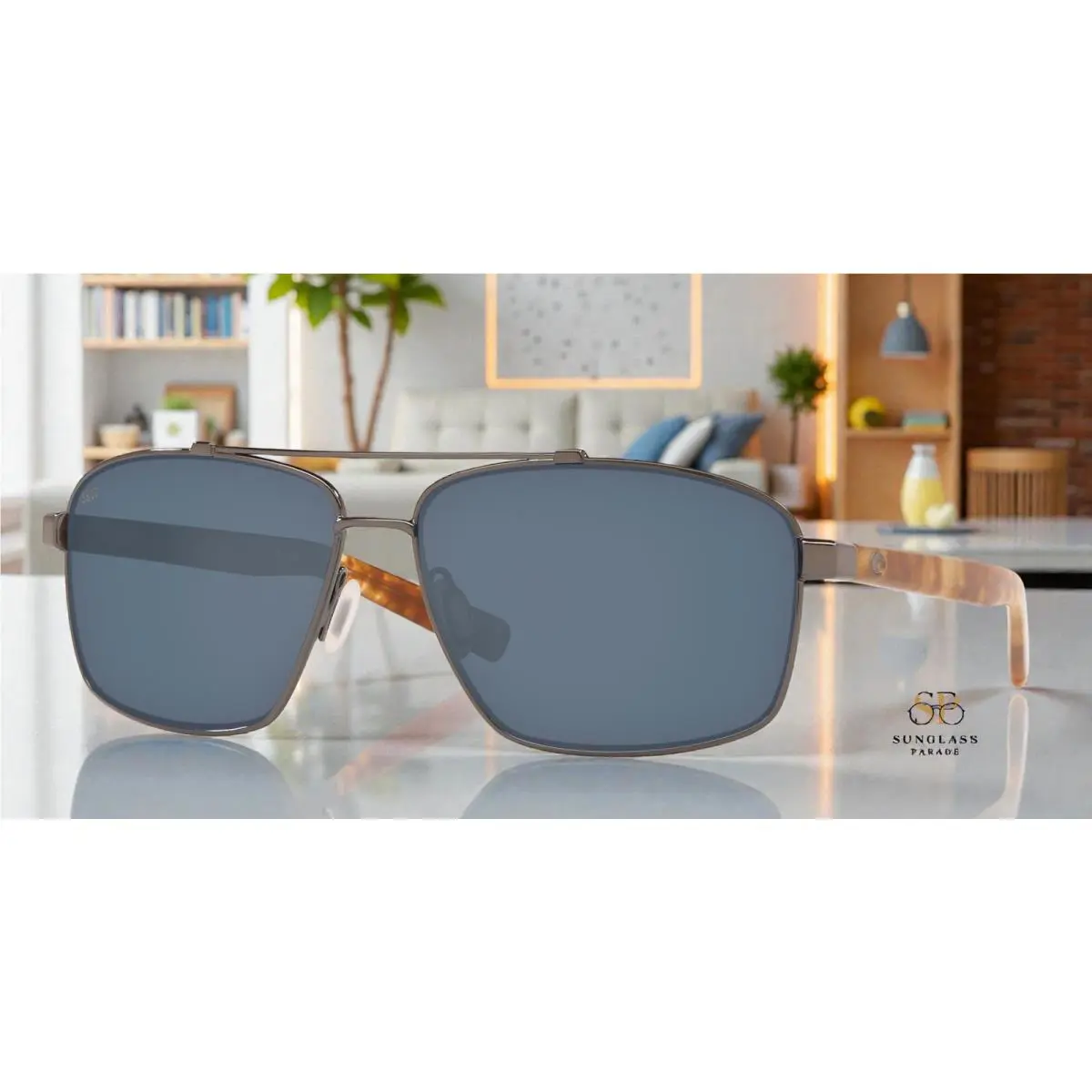 Costa 6S4009 03 Flagler 212 Shiny Dusk Gray 57mm Men`s Polarized Sunglasses 580P