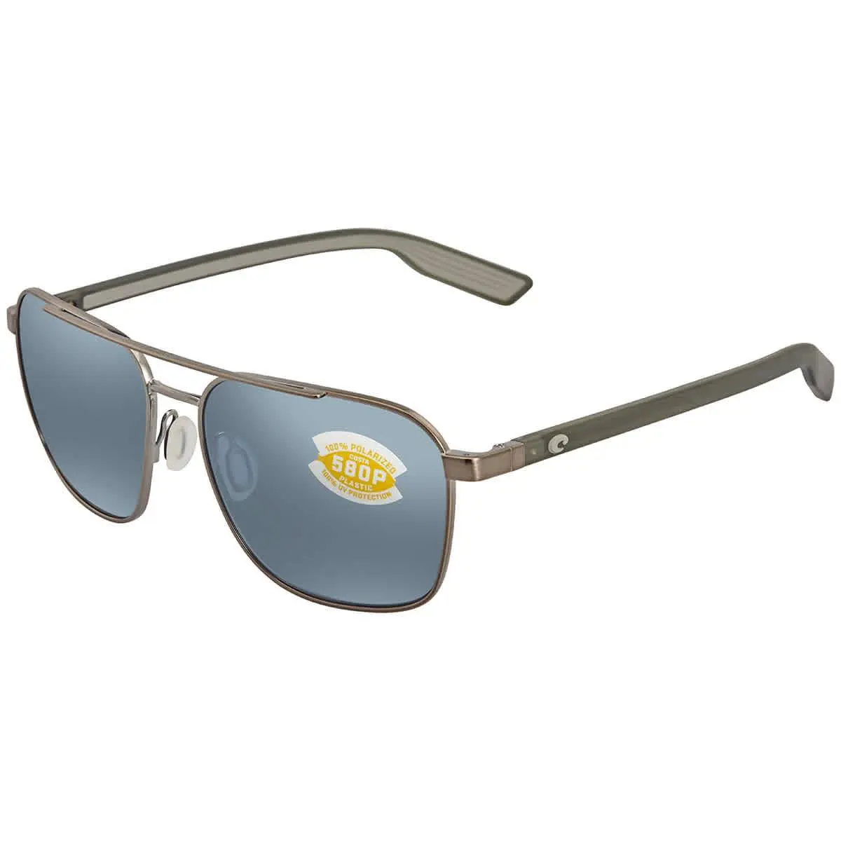 Costa Del Mar Wader Grey Silver Mirror Polarized Polycarbonate Navigator Men`s - Green, Frame: Gray, Lens: Gray