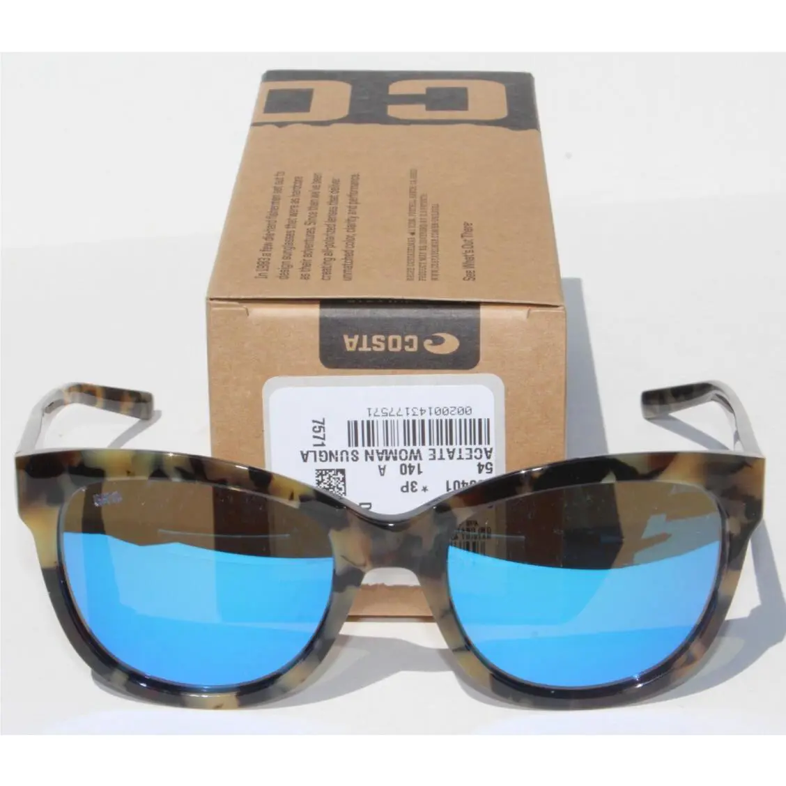 Costa Del Mar Bimini Polarized Sunglasses Womens Vintage Tortoise/blue 580G - Frame: Tortoise, Lens: Blue