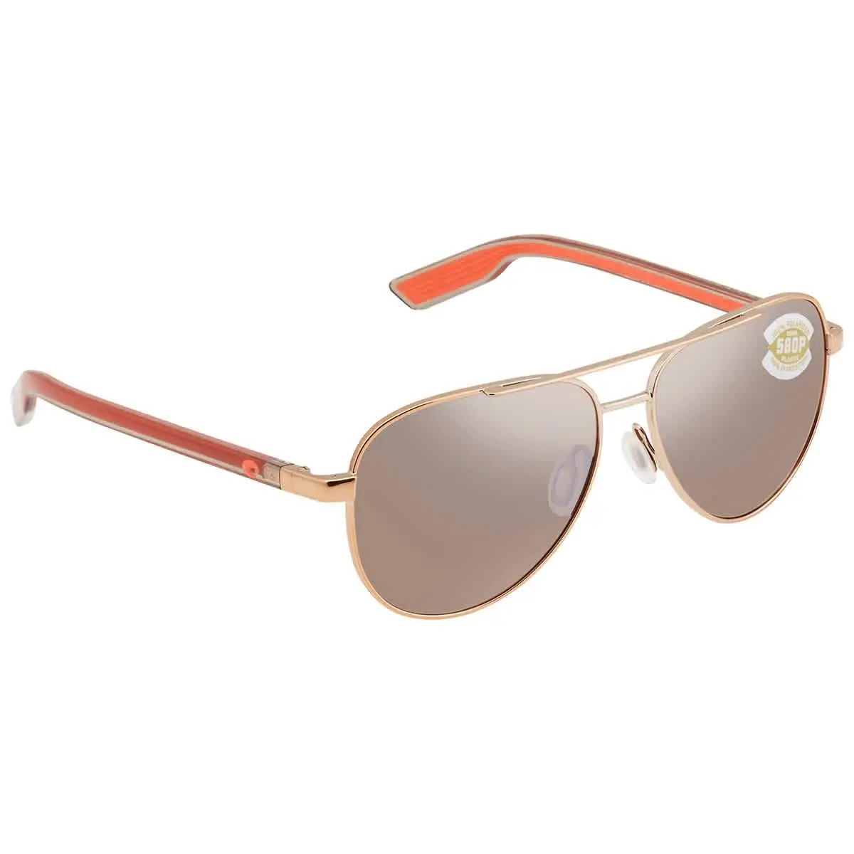 Costa Del Mar Peli Copper Silver Mirror Polarized Polycarbonate Pilot Unisex - Gold, Frame: Gold, Lens: Multi