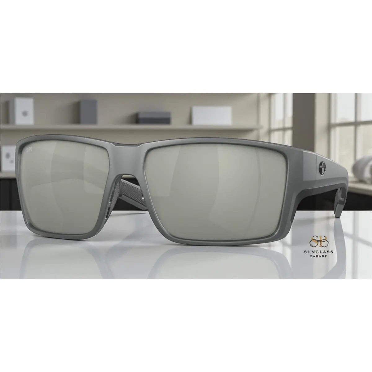 Costa Del Mar 6S9080 09 Reefton Pro Gray Gray Silver Mir 63 mm Men`s Sunglasses - Frame: Gray, Lens: Gray