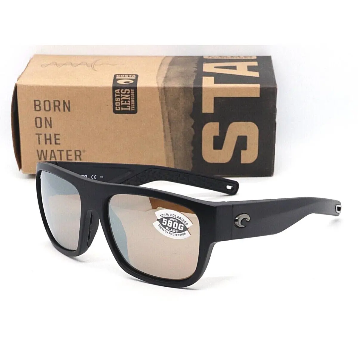 Costa Del Mar Sampan 580G Sunglasses Matte Black / Copper Silver Mirror Glass