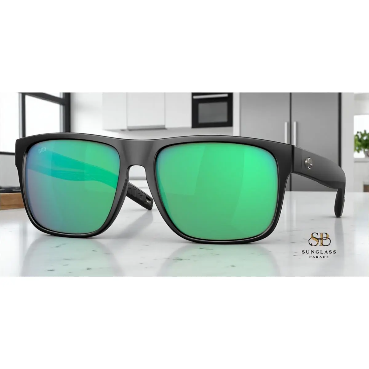 Costa Del Mar 6S9013 02 Spearo Xl Matte Black Green Mirror 59 m Men`s Sunglasses - Frame: Black, Lens: Green