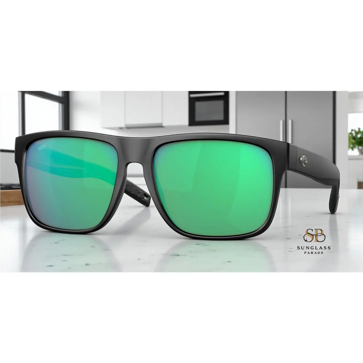 Costa Del Mar 6S9013 02 Spearo Xl Matte Black Green Mirror 59 m Men`s Sunglasses - Frame: Black, Lens: Green