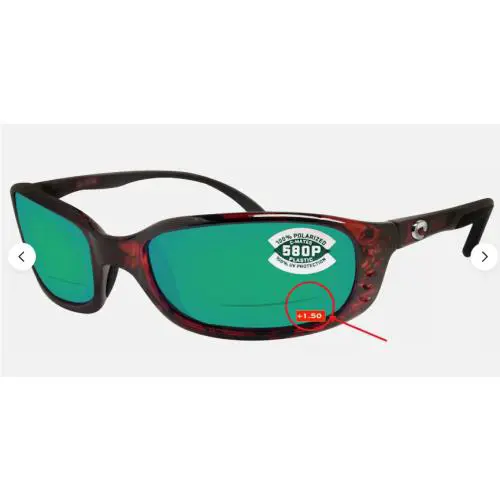 Costa Del Mar Brine Readers C-mate 1.50 Tortoise Green Mirror 580P Plastic Lens