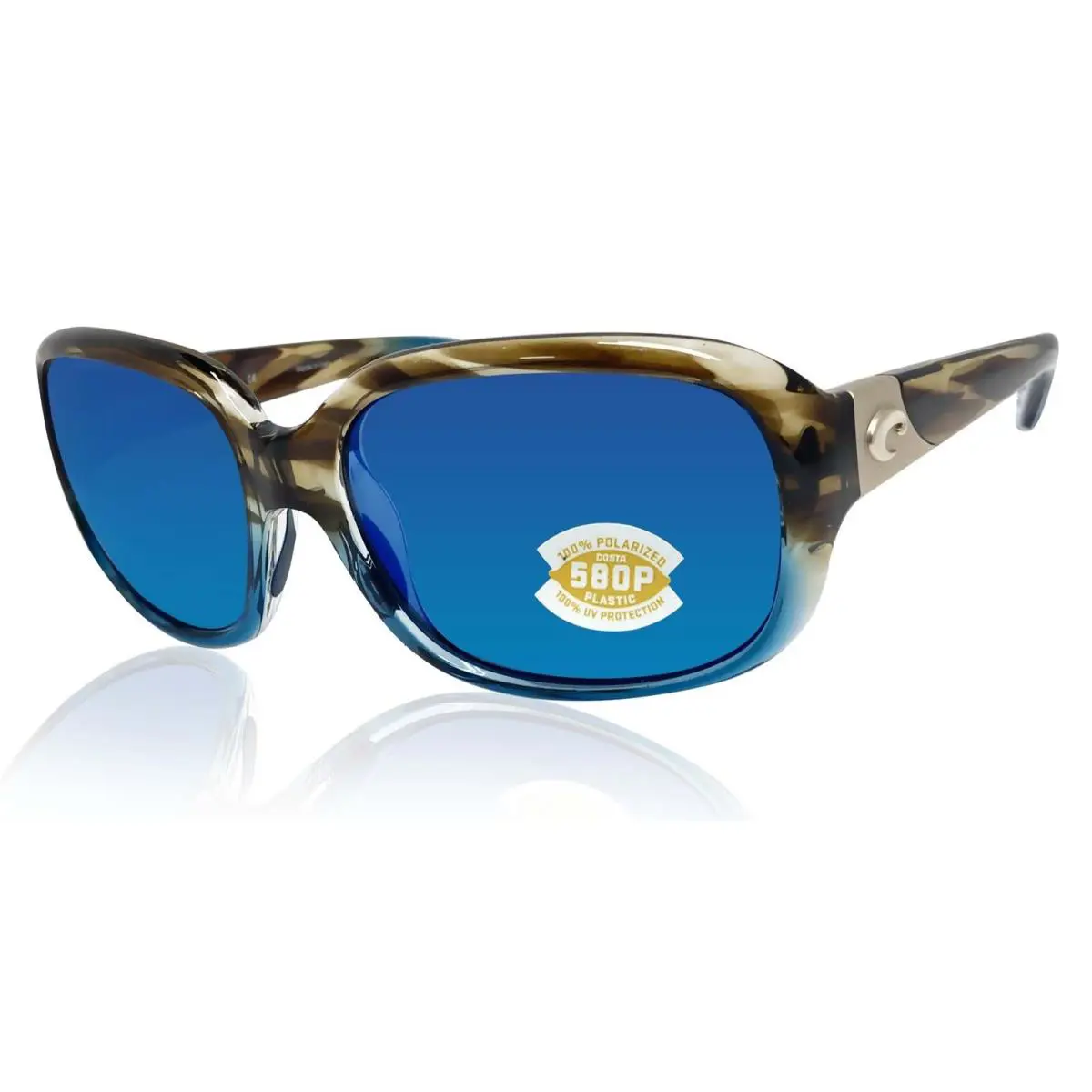 Costa Del Mar Sunglasses Gannet Wahoo Blue Mirror 580 Plastic Polarized Lens