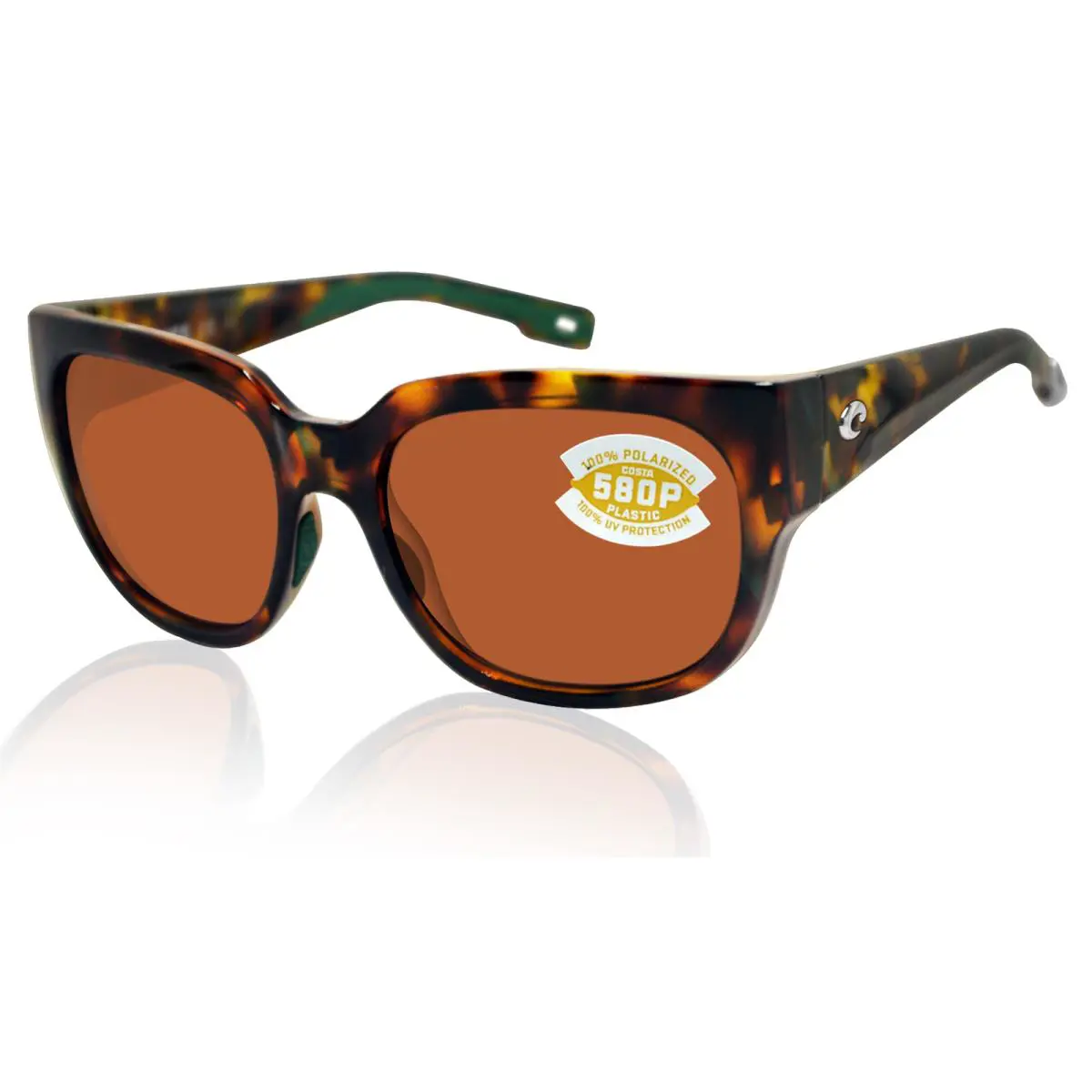 Costa Del Mar Waterwoman Shiny Palm Tortoise Copper 580 Plastic Polarized Lens