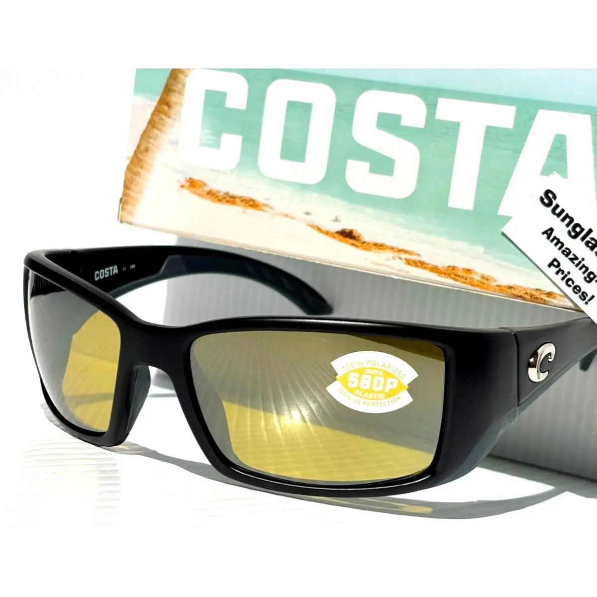 Costa Blackfin 11 Blackout Polarized Sunrise Silver Amber 580P Sunglass 9014-23