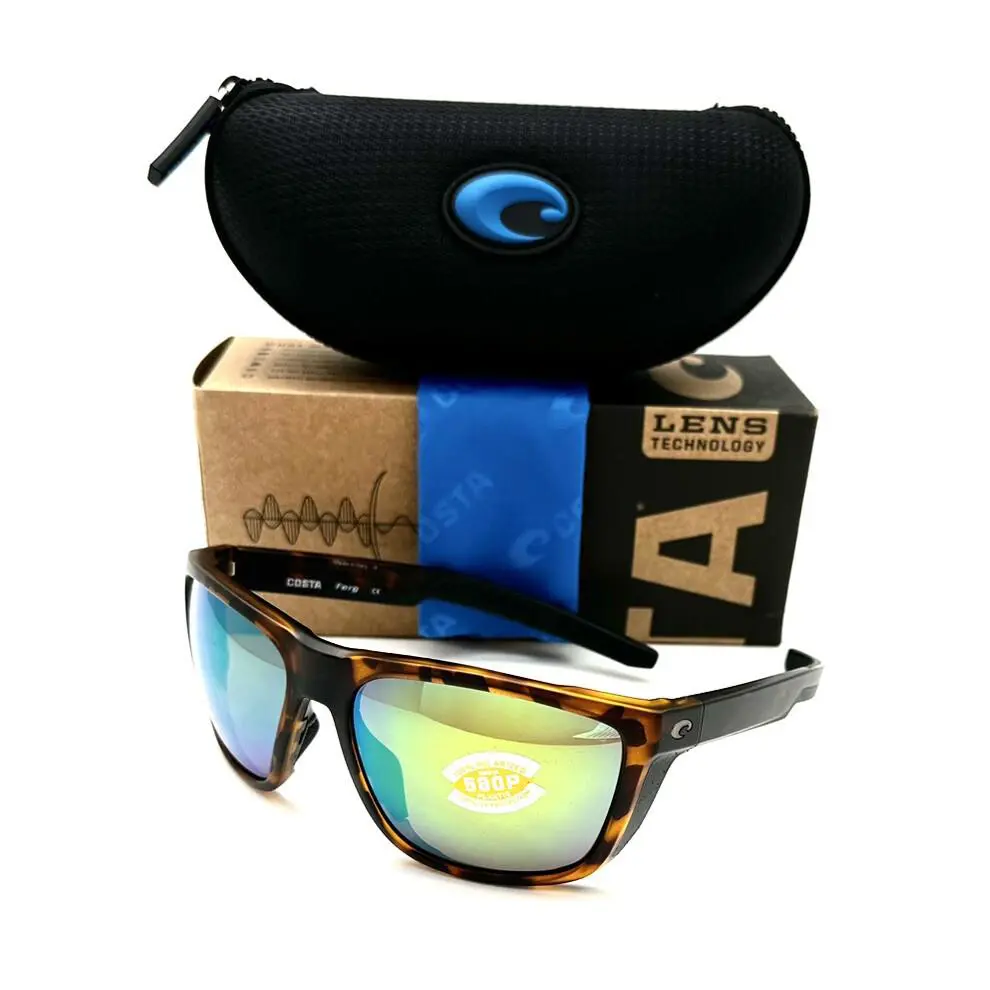 Costa Del Mar Sunglasses Ferg 06S9002 Mattetortoise/green Mirror 580P W/case