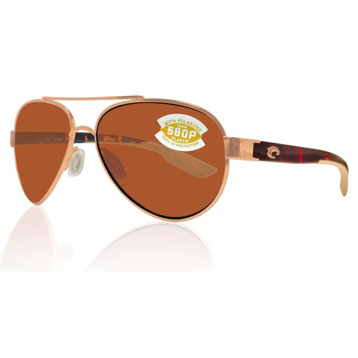 Costa Del Mar Loreto Rose Gold Tortoise Frame Copper 580P Plastic Lens