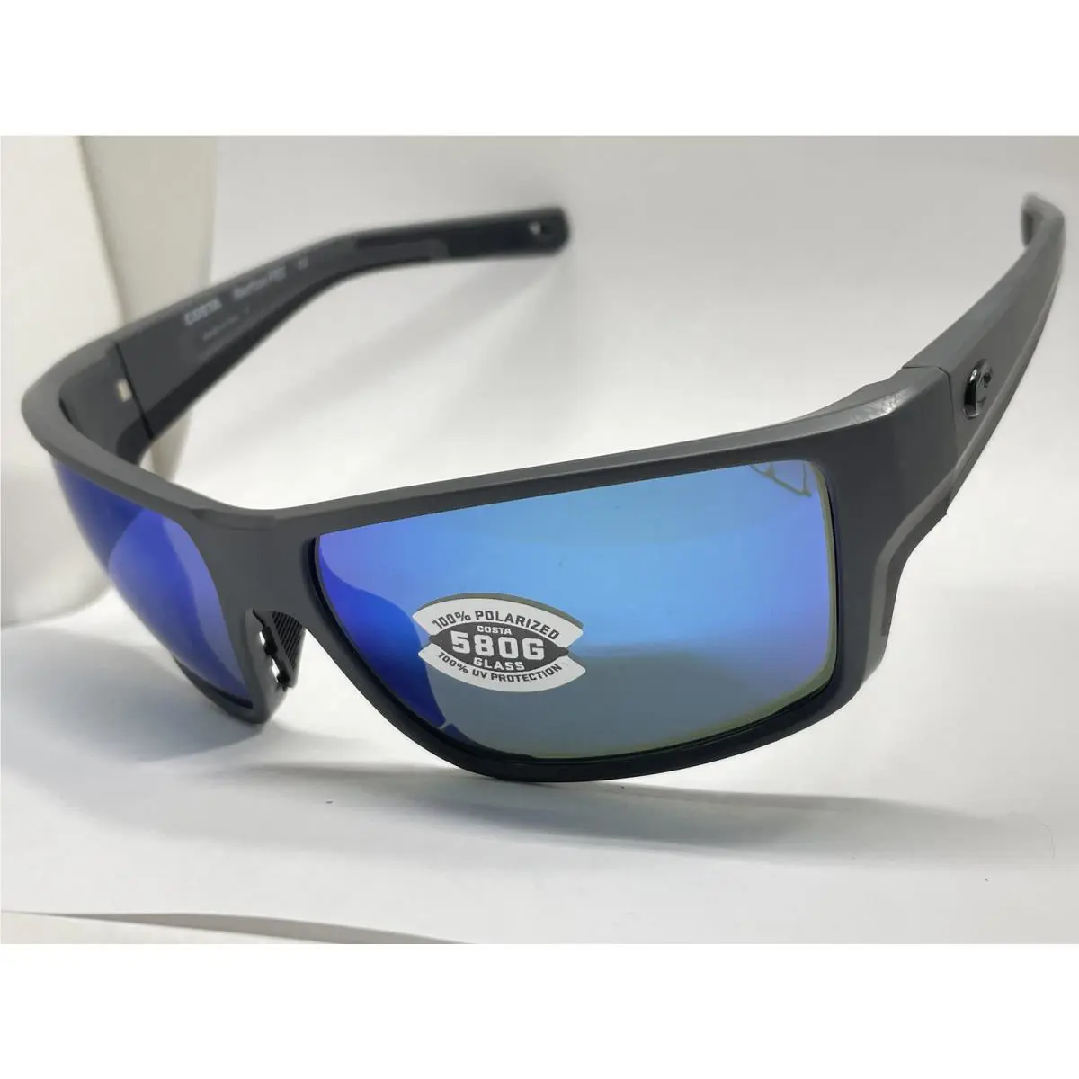 Costa Del Mar Reefton Pro Sunglasses Matte Gray Frame Blue Mirror 580 Glass Lens