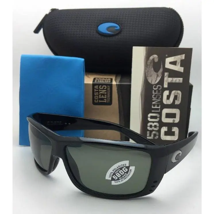 Polarized Costa Sunglasses Cat Cay AT 11 Black Frames with 580 Grey Lenses
