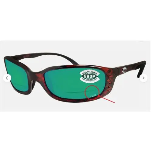 Costa Del Mar Brine Readers C-mate +2.00 Tortoise Green Mirror 580 Plastic Lens