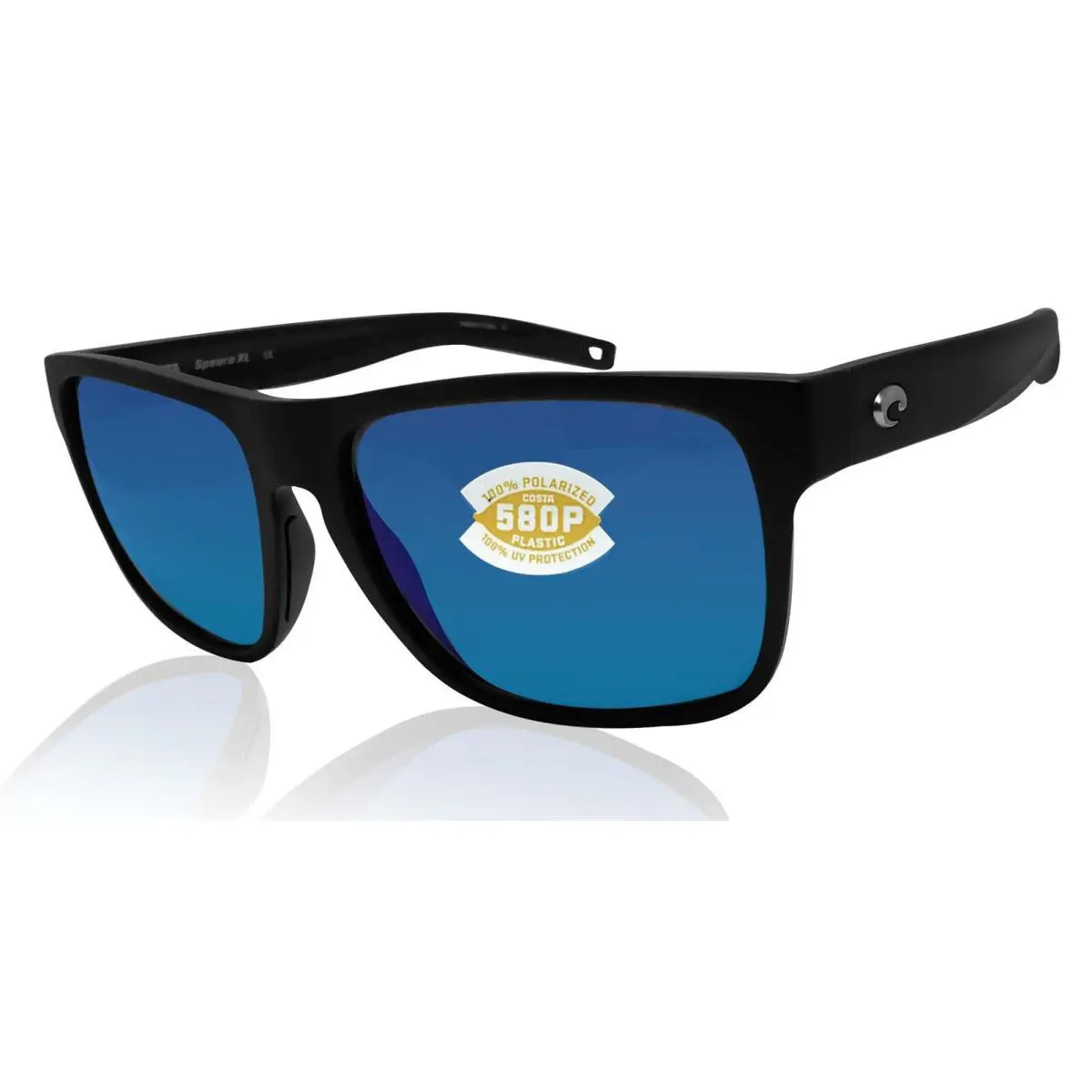 Spearo XL Sunglasses 901304 Matte Black Polarized Blue Mirror by Costa Del Mar