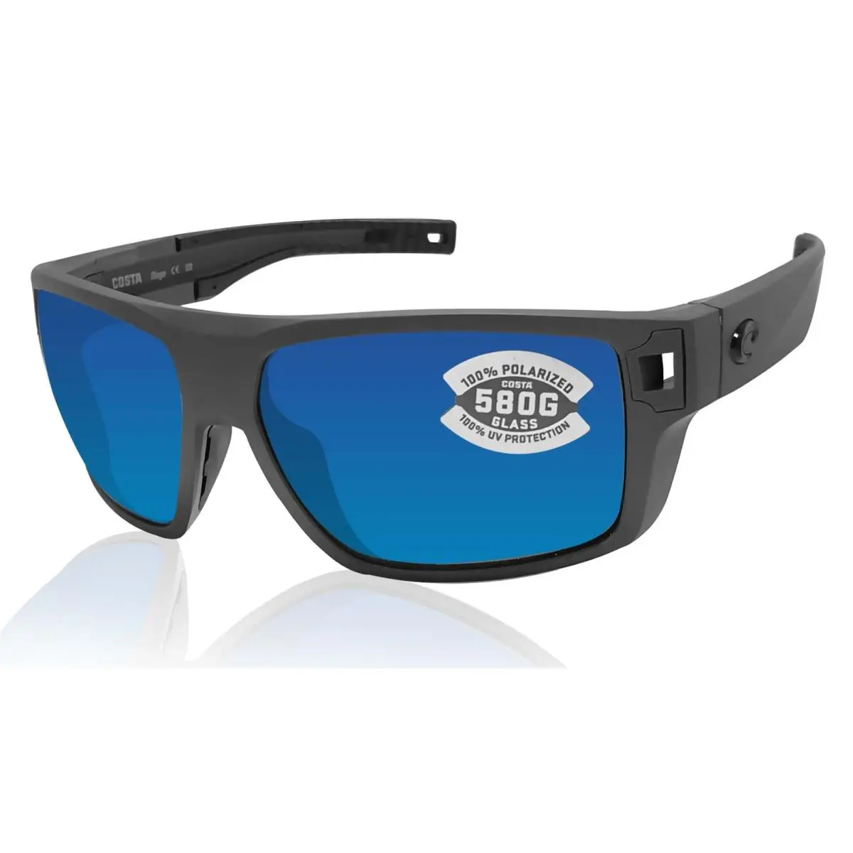 Diego Sunglasses Gray Frame Blue Mirror 580 Glass Lens by Costa Del Mar