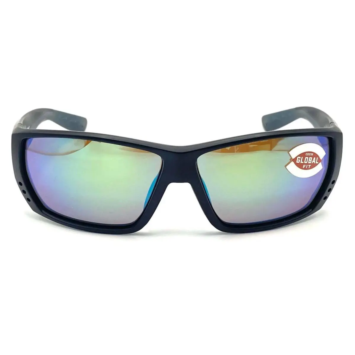 Costa Del Mar Tuna Alley Sunglass Matte Black Global Fit/ Green Mirror 400Glass - Frame: Matte Black Global Fit, Lens: Green Mirror 400Glass