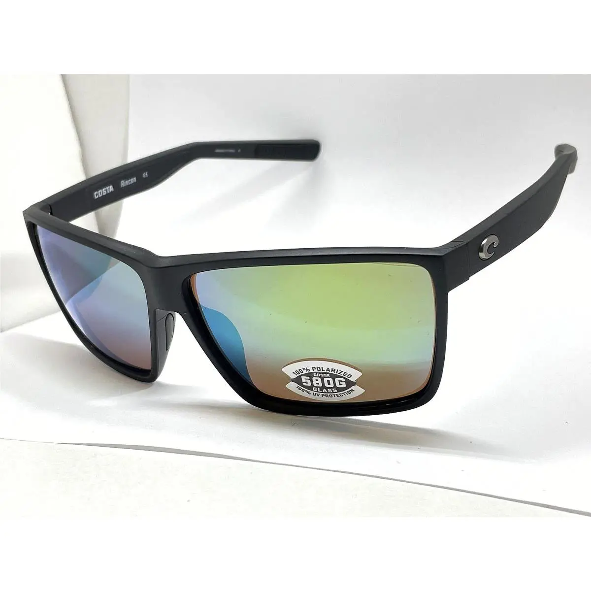 Costa Del Mar Rincon Matte Black Frame Green Mirror 580G Glass Polarized Lens