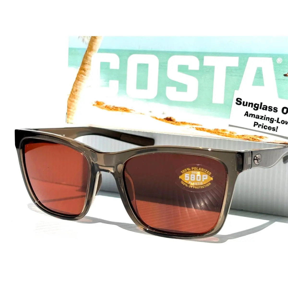 Costa Del Mar Panga Taupe Crystal Polarized Copper 580P Sunglass 9037-04