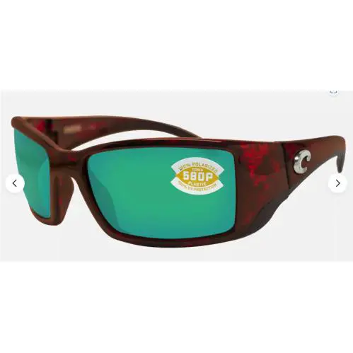 Costa Del Mar Blackfin Polarized Sunglasses Tortoise W/ Green Mirror 580P Lens