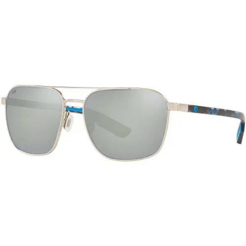 Costa Del Mar Wader Sunglasses Silver Frame / Silver Mirror 580G Glass Polarized