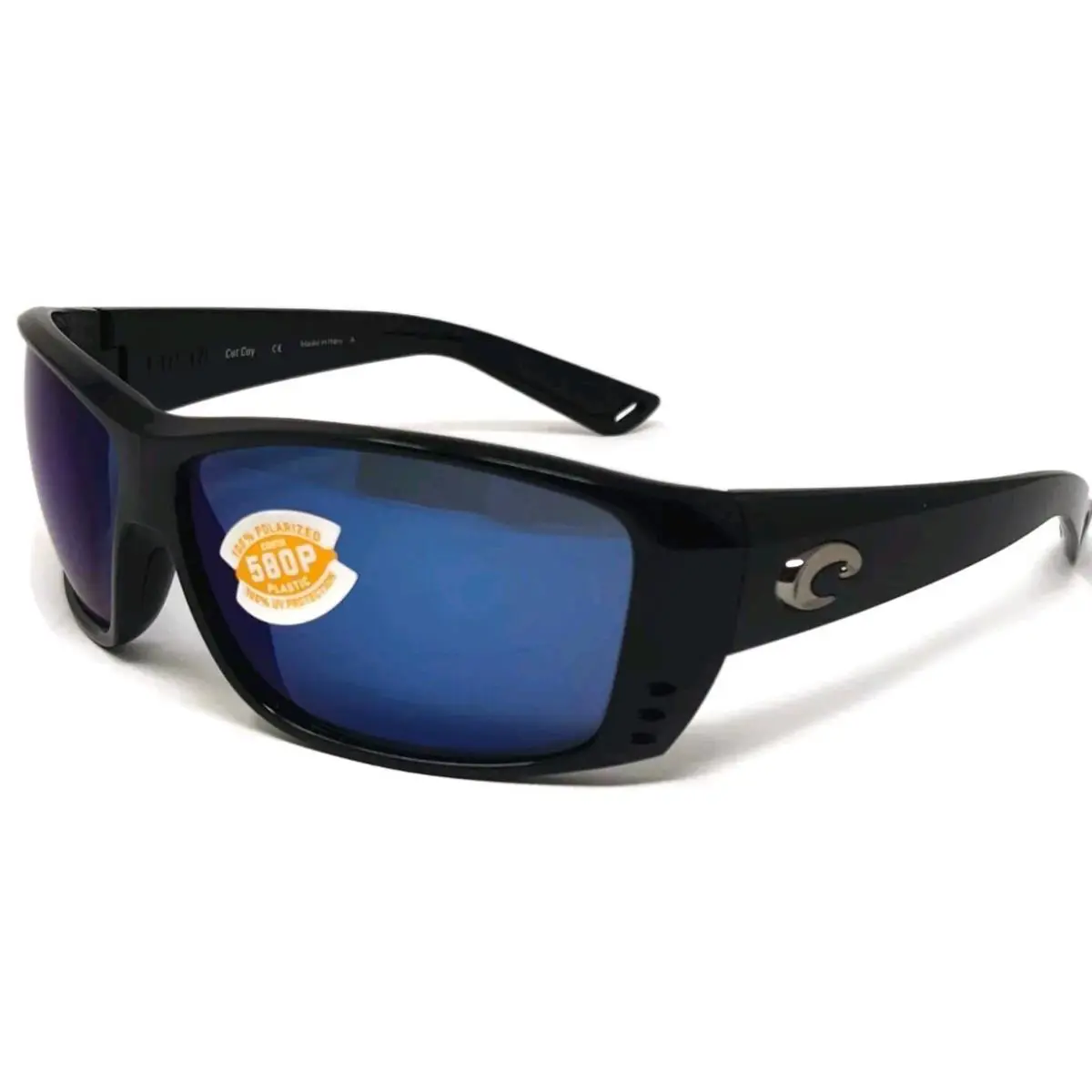 Costa Del Mar Cat Cay Sunglasses 06S9024 Shiny Black/ Blue Mirror 580P Lens