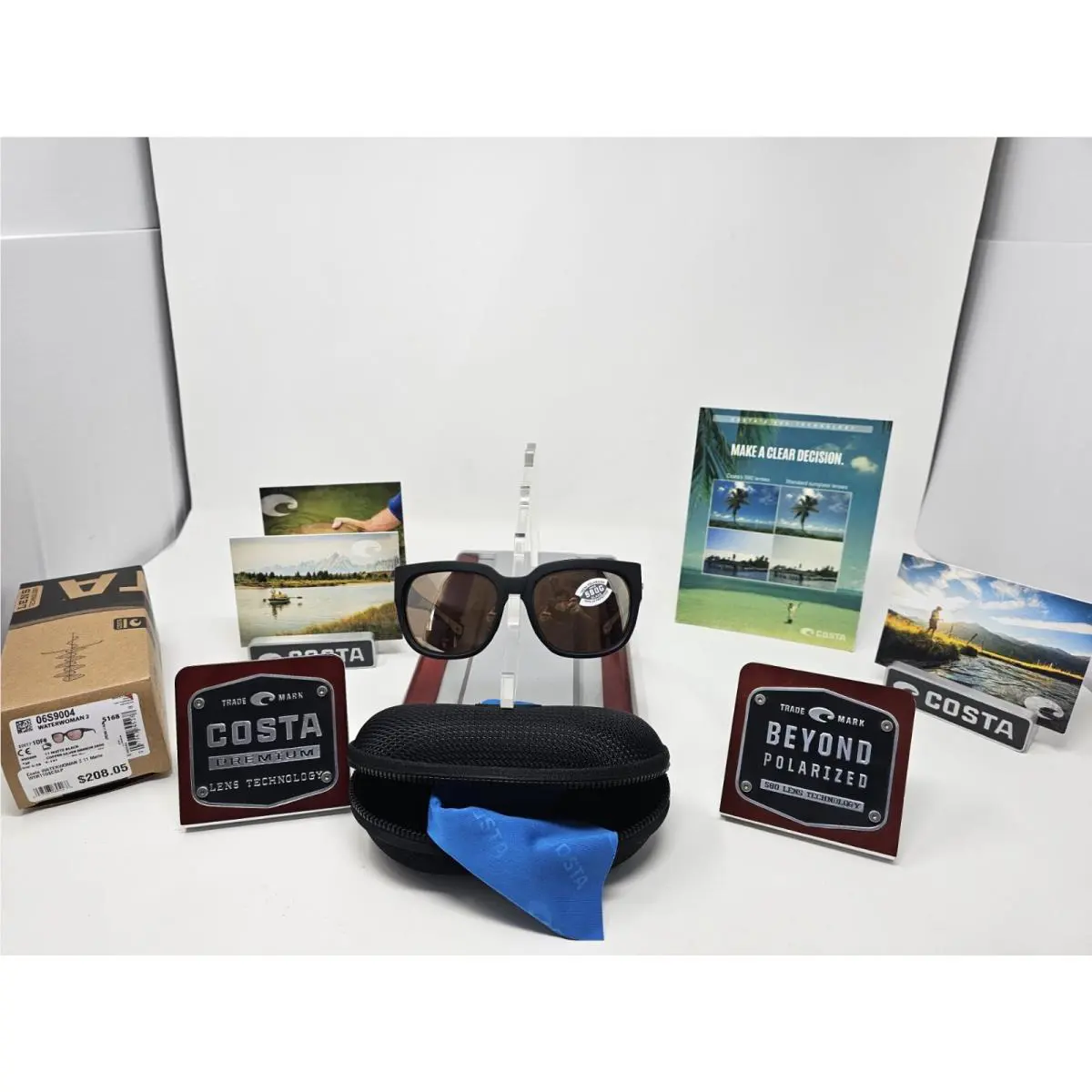 Costa Women`s Waterwoman II 580G Silver Glass Lens Black Frame