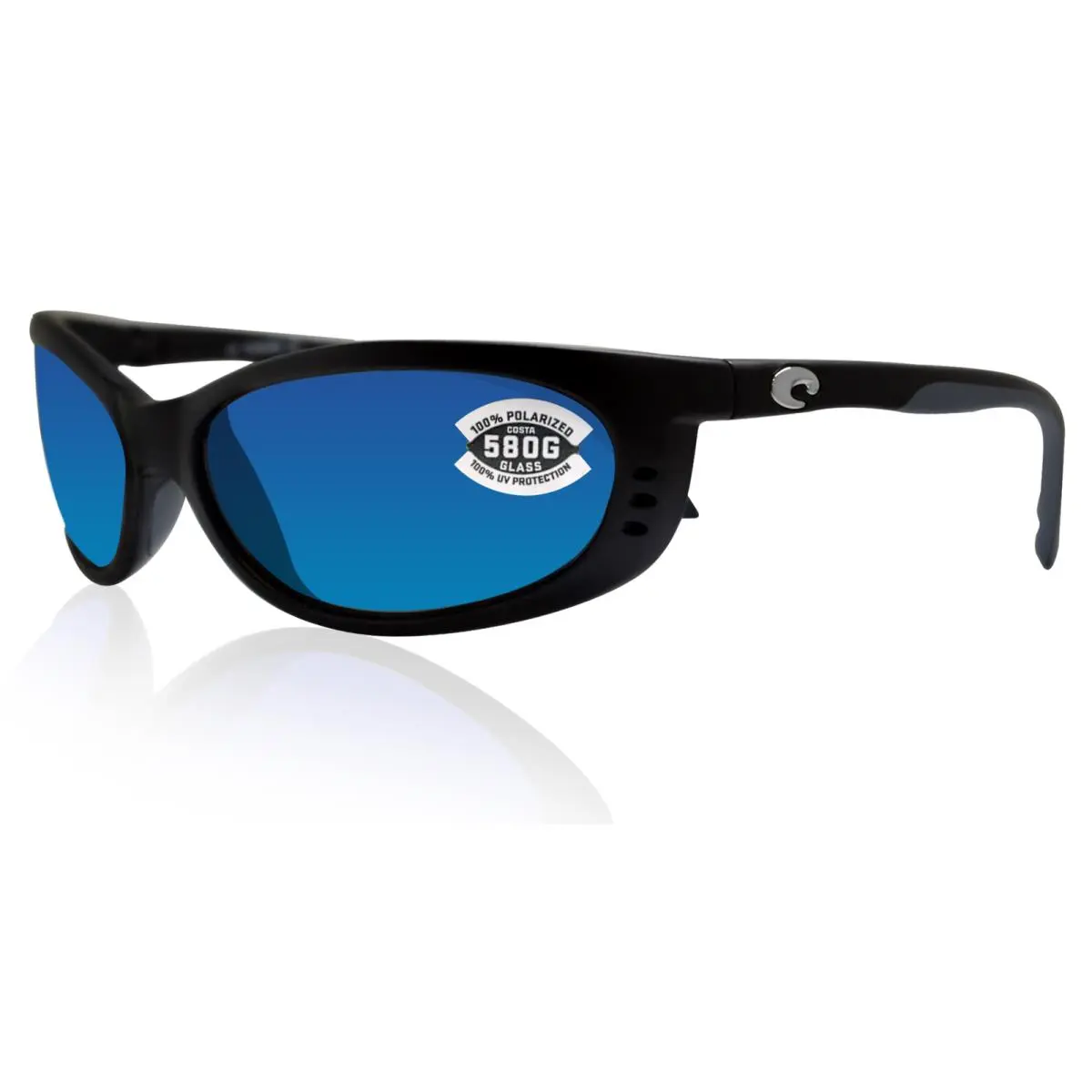 Costa Del Mar Fathom Matte Black Frame Blue Mirror 580 Glass Lens FA 11 Obmglp