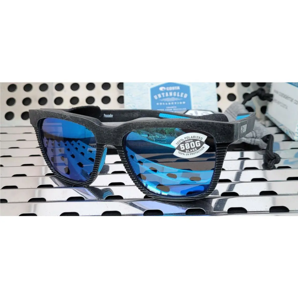 Costa Del Mar Pescador UC1S 00B Sunglasses Matte Gray W/blue 580G Polarized