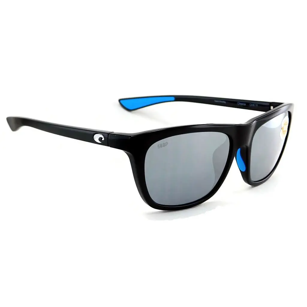 Costa Del Mar Cheeca Polarized Sunglasses Black / 580P Silver Mirror Lens - Frame: Shiny Black, Lens: 580P Gray Silver Mirror