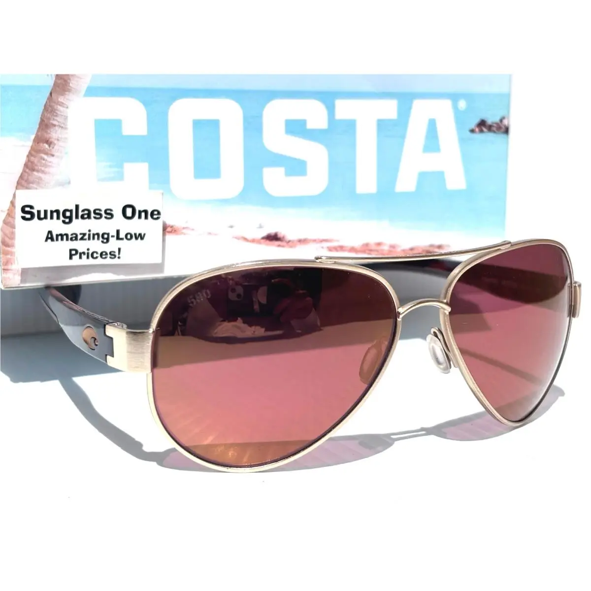 Costa Del Mar South Point Brushed Gold Polarized Gold 580G Glass Sunglass 401039