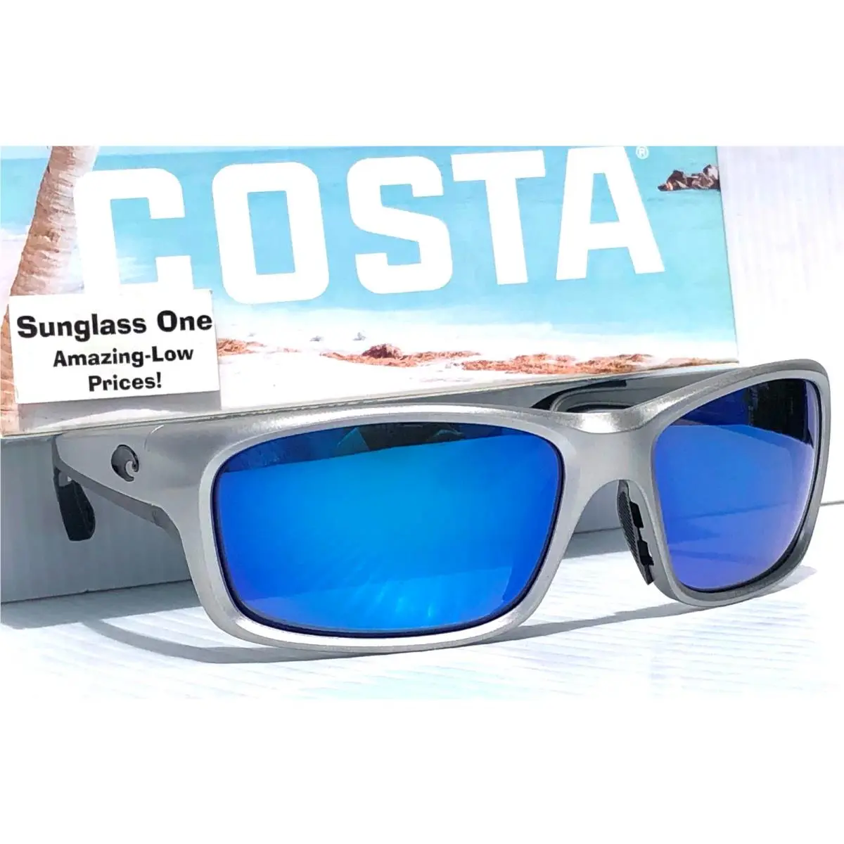 Costa Del Mar Jose Pro Silver Metallic Polarized Blue 580G Glass Sunglass 910606