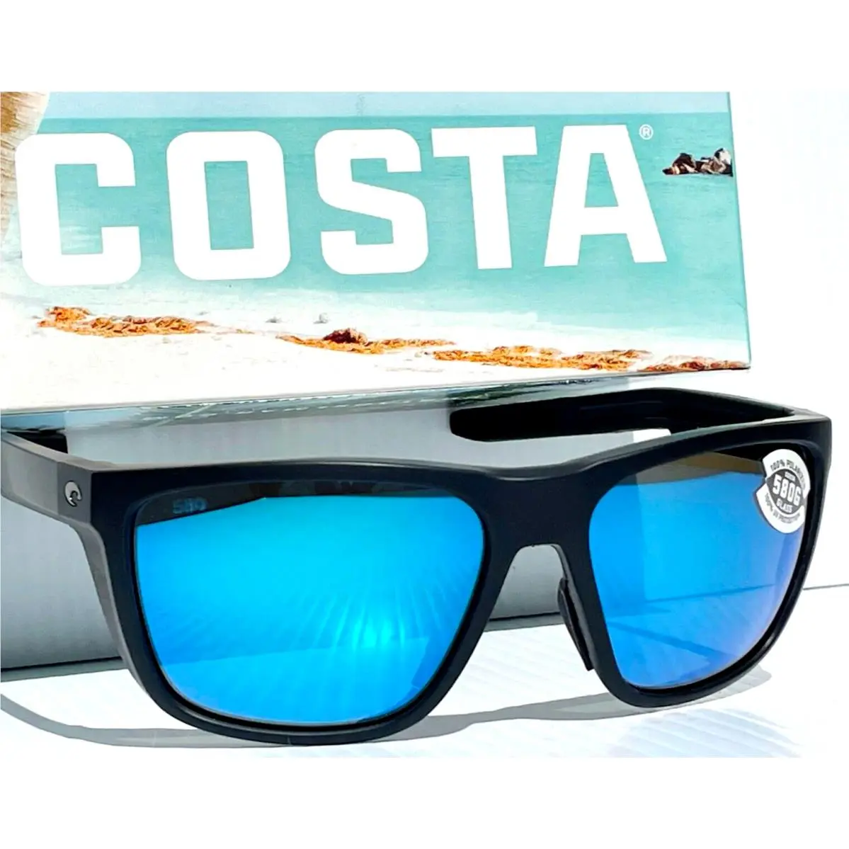 Costa Del Mar Ferg Matte Black Polarized Blue 580G Glass Sunglass Frg 11