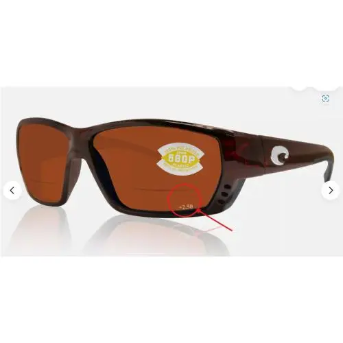 Costa Del Mar Tuna Alley Readers C-mate Tortoise 2.50 Copper 580P Plastic Lens