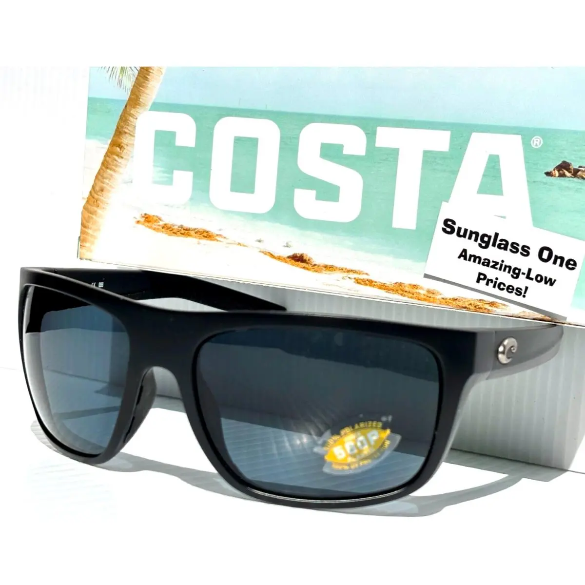 Costa Del Mar Broadbill Mat Black Polarized Gray 580P Lens Sunglass Brb 11